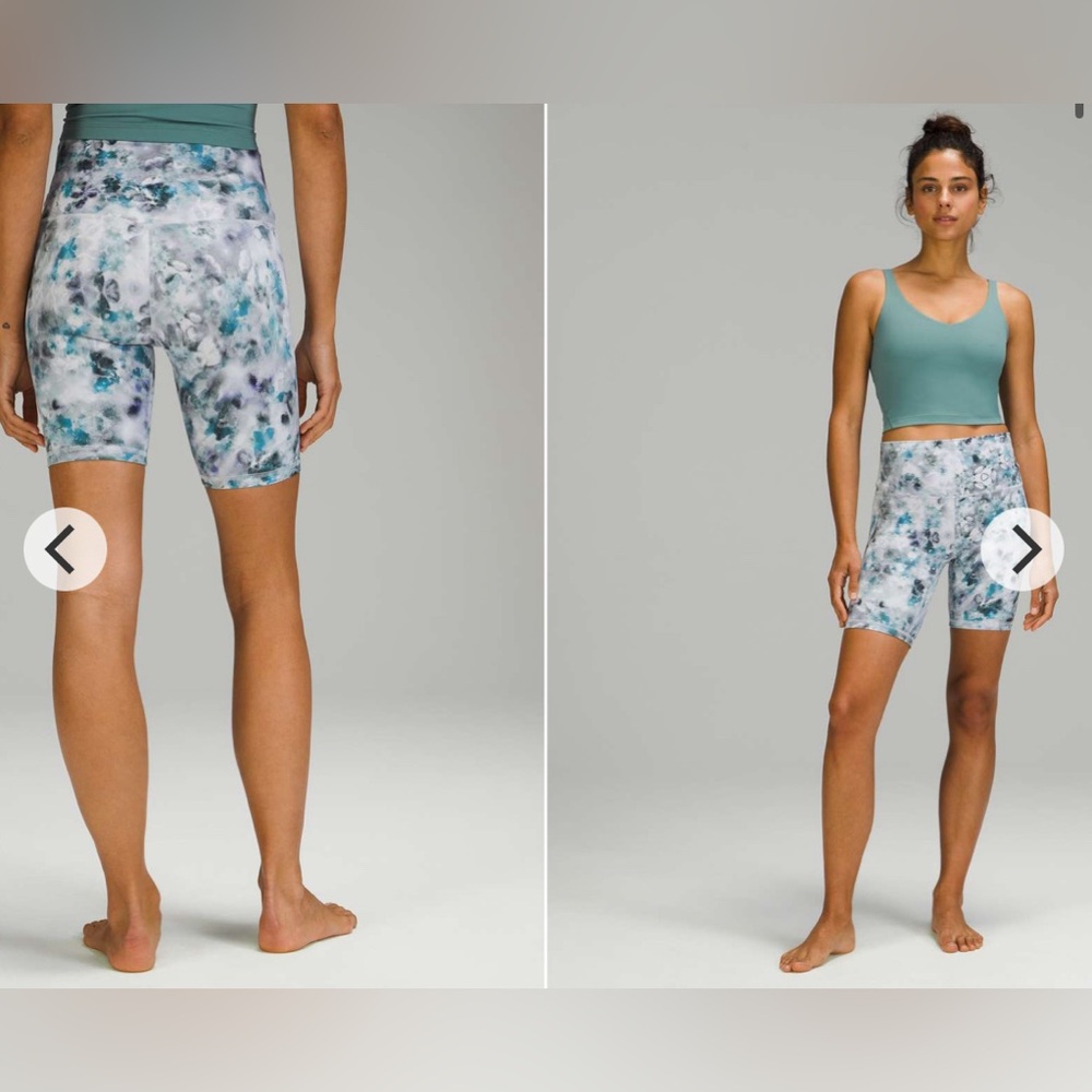 lululemon athletica Floral Watercolor Print Athletic Shorts - Teal, Gray, White